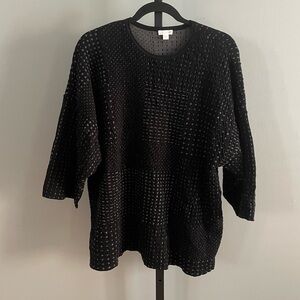 J Jill Pure Jill Oversized Boxy Textured Black Sweater Top Size Small